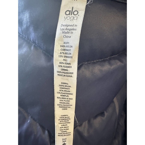 ALO YOGA Down Jacket Puffer Full Zip Navy Blue Women's Size Medium - Picture 8 of 9